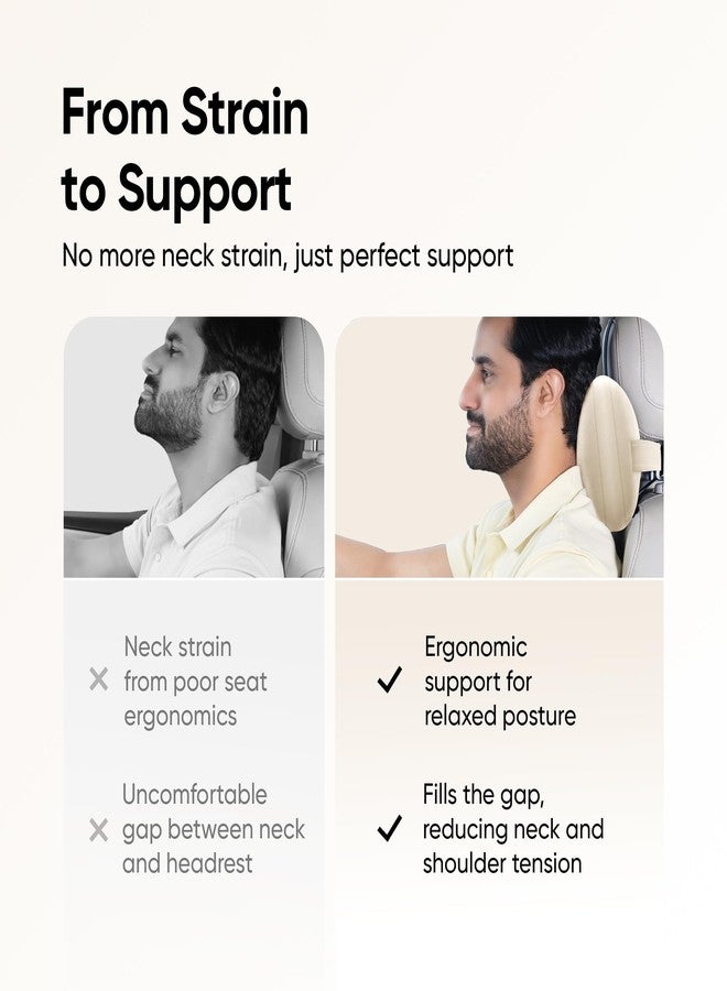 فريدو وسادة رقبة صغيرة للسيارة من فريدو | إسفنج ميموري فوم مريح وصغير الحجم | تخفف إجهاد الرقبة والكتفين | وسادة رقبة فائقة النعومة لراحة مثالية أثناء الرحلات | ألياف دقيقة مسامية | غطاء مخملي قابل للغسل | بيج - Image 3